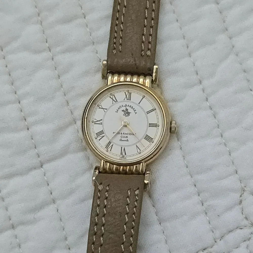 VTG Santa Barbara Polo & Racquet Club Ladies Watch Gold Tone Japan Old Money